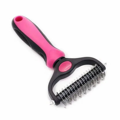 Pet Grooming Rake - Double-Sided Deshedding Dematting Undercoat Tool, Extra-Wide Fur Grooming Brush for Long-Haired Dogs & Cats, Reduces Shedding 95%