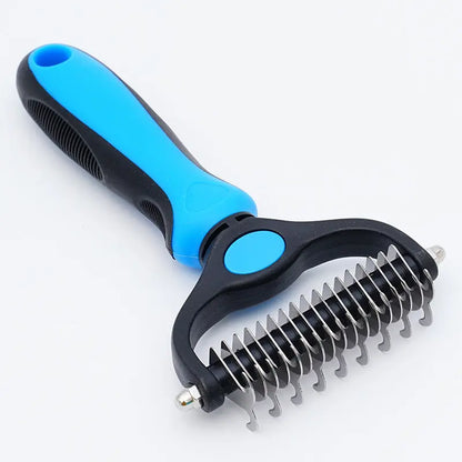 Pet Grooming Rake - Double-Sided Deshedding Dematting Undercoat Tool, Extra-Wide Fur Grooming Brush for Long-Haired Dogs & Cats, Reduces Shedding 95%